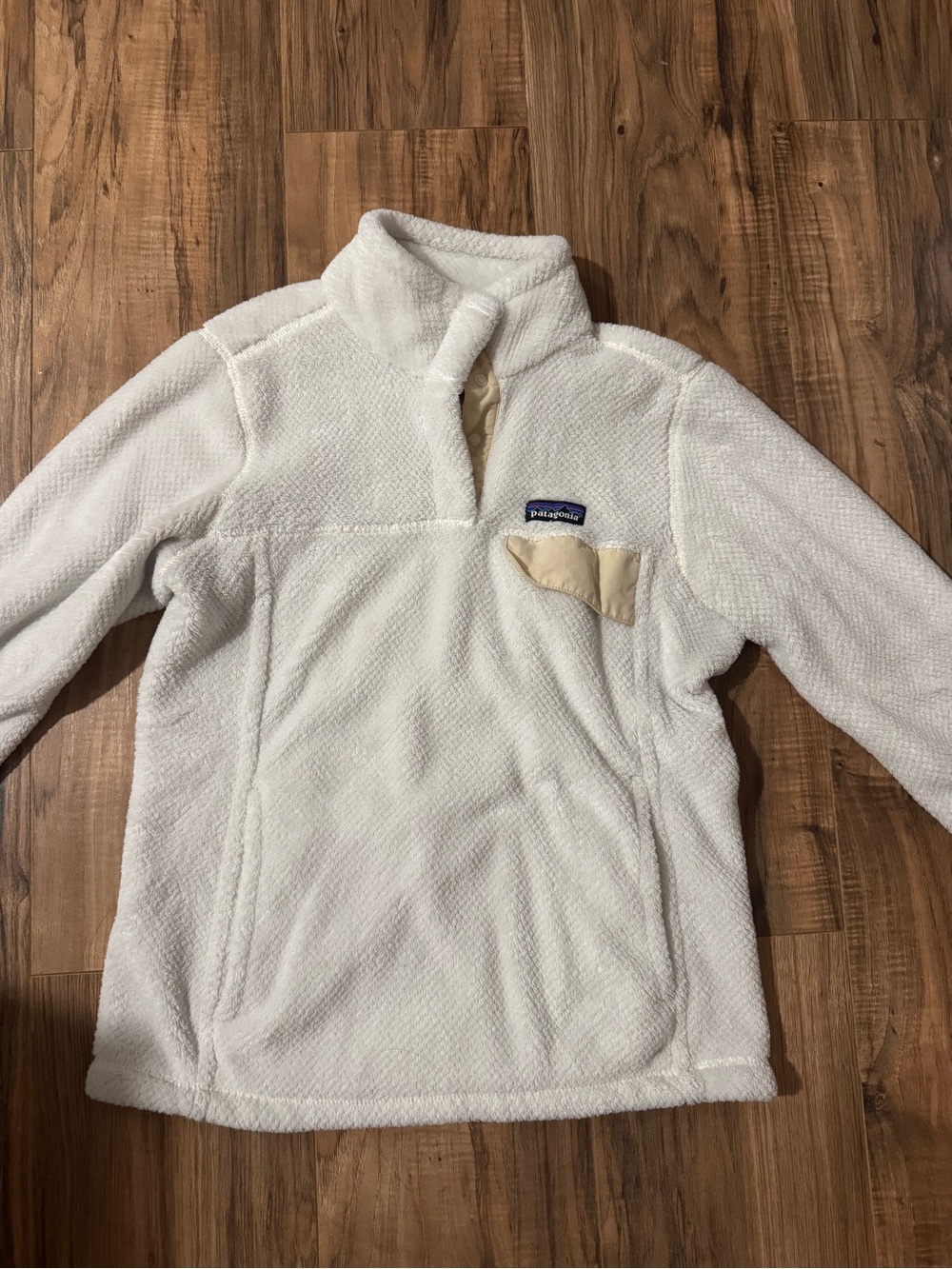 Patagonia White Fleece Quarter-Zip with Contrast Pocket